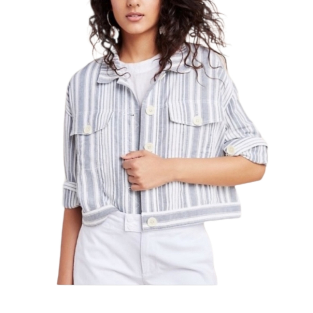 Anthro Sanctuary The Collector Striped Cropped Jacket Size XS NWT